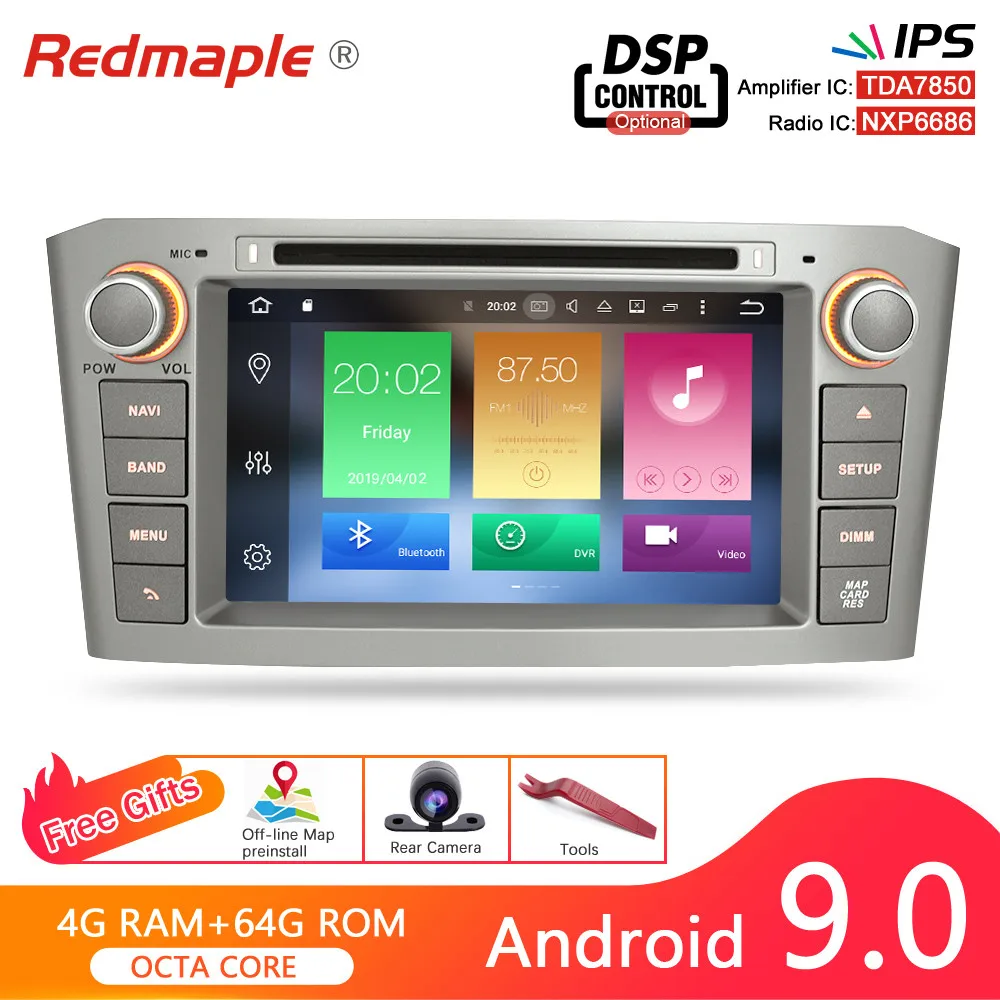 Android 9,0 автомобильный dvd-плеер Радио Мультимедийный стерео для Toyota Avensis T25 2003-2008 Авто аудио радио wifi gps навигация 4 г ram