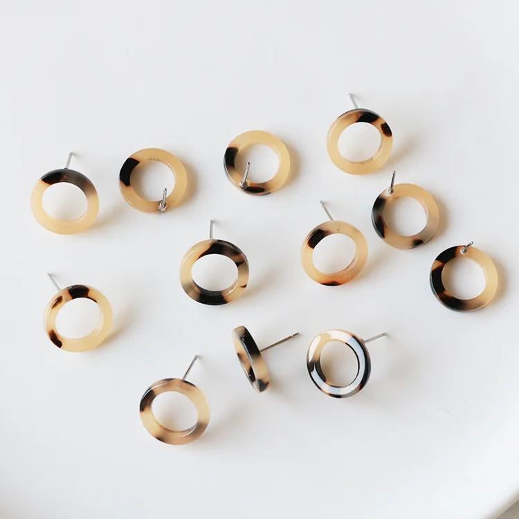10 PCS 15mm Fashion Acetic Acid Resin Round Stud Earrings DIY Earring Accessories For Jewelry Making | Украшения и аксессуары