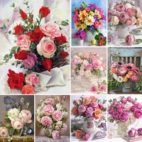 5d diy diamond painting set rose vase cross stitch kit embroidery mosaic art flower picture of rhinestones home decoration gift