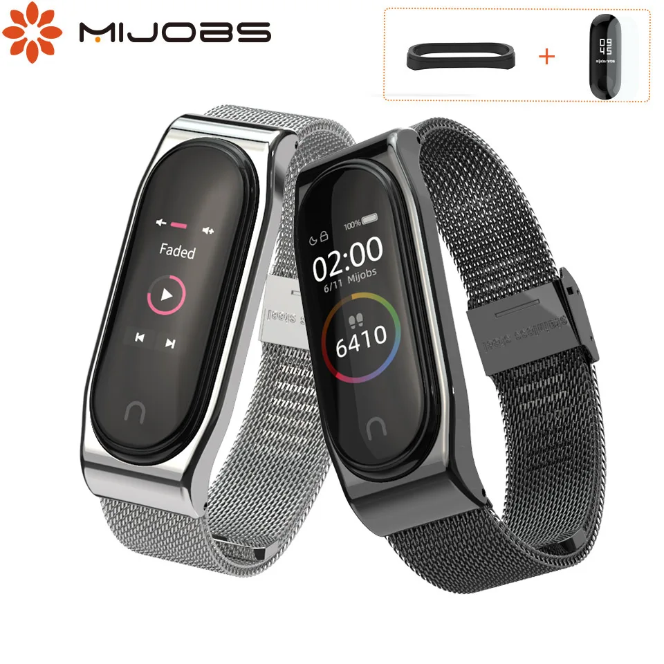 Браслет mi jobs mi band 3 ремешок для Xiaomi mi браслет 4 ремешок браслет из нержавеющей стали Correa mi Band 4 браслет умный браслет