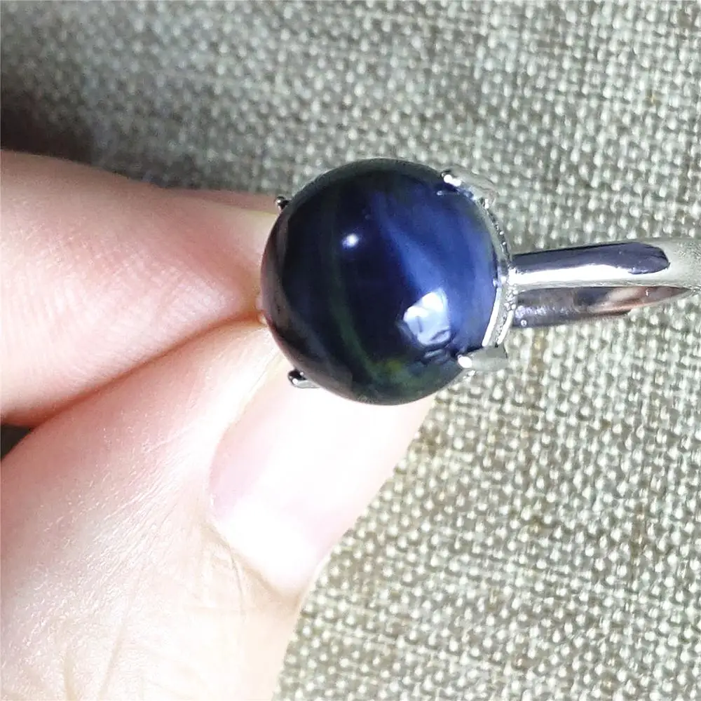 

Genuine Namibia Natural Blue Pietersite Ring 11x11mm Chatoyant Gemstone Adjustable Size Woman 925 Sterling Silver AAAAA