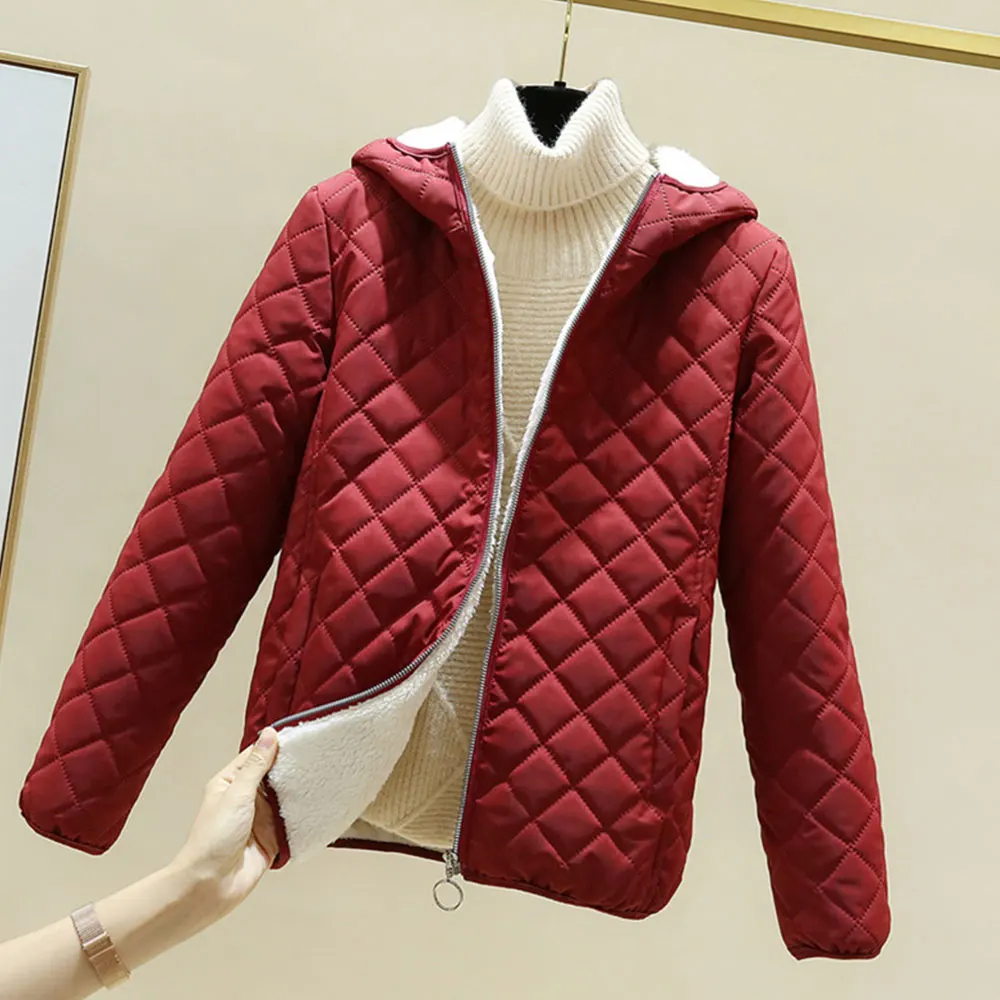 Gentillove Plus Size Casual Plush Outwear Women Winter Vintage Harajuku Hooded Jackets Korean Fleece Coat Elegant Slim Parka