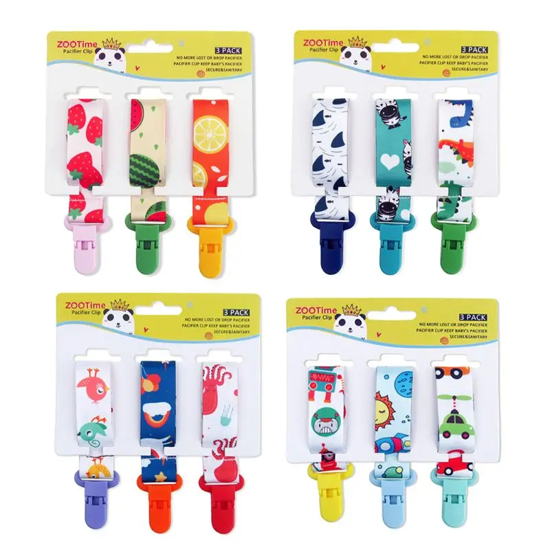 Clips Dummy para chupete de beb&eacute;, paquete de 3 correas de soporte para chupete para ni&ntilde;as, Clips de dentici&oacute;n de pl&aacute;stico, dise&ntilde;o moderno Unisex-0