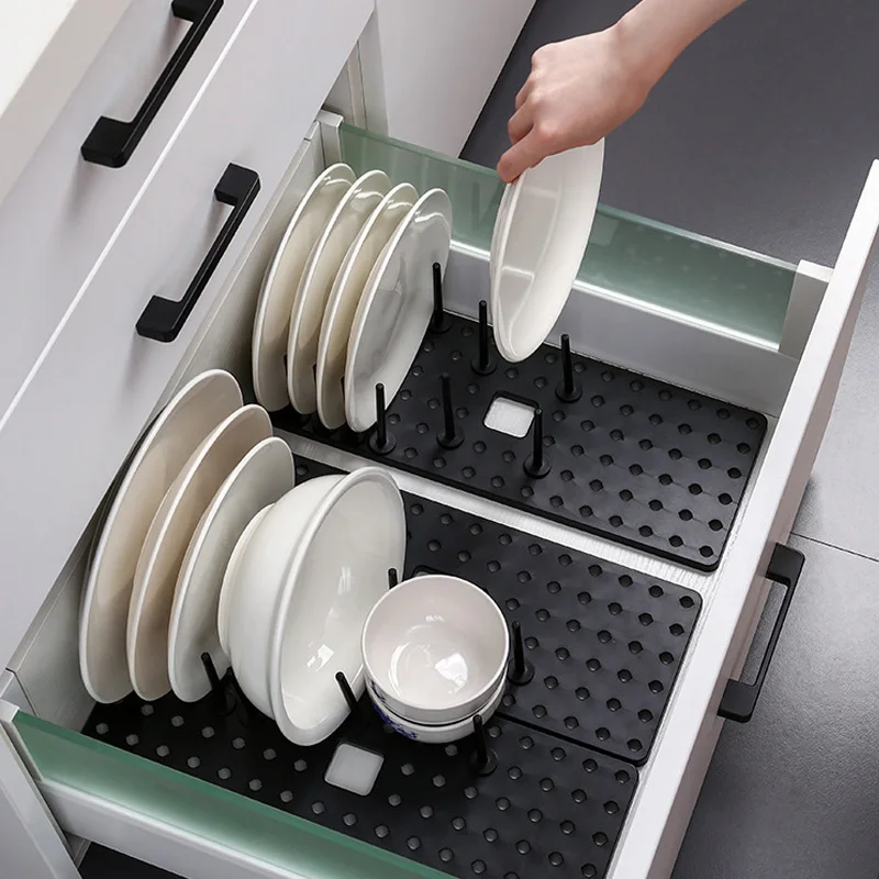 

Kitchen Shelf Organizer Bowl Cups Bowls Storage Holder Telescopic Dish Plate Drying Rack Adjustable Kitchen Dish Drying Rack