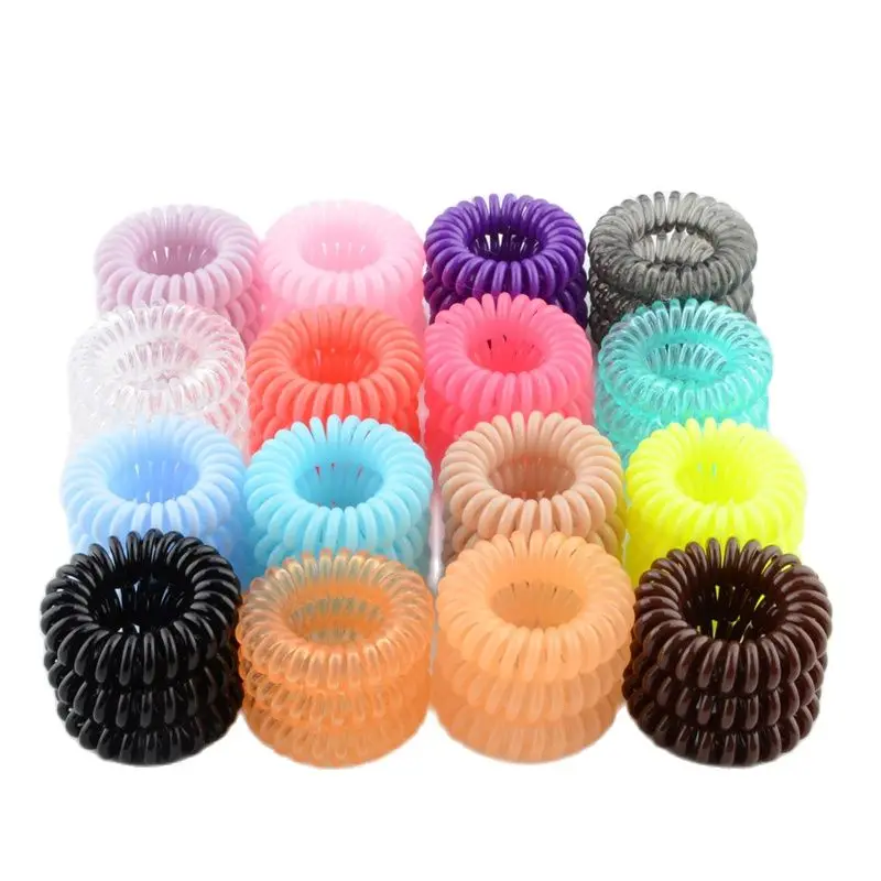 

3boxes 3.5cm Fashion Cute Candy Color telephone line hair gum styling tools headwear Free shipping