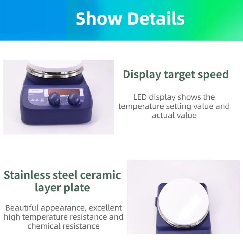 Нагреваемый магнитный мешалка со скоростью 0-1500 об/мин и горячей пластиной до 280°C, лабораторное оборудование с перемешивающей палочкой, вместимость: 3 л.