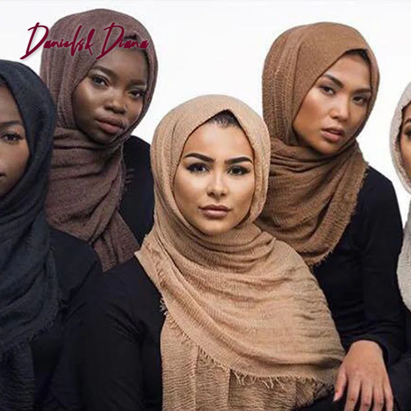 

Crinkle Plain Wrinkle Wrap Bubble Cotton Viscose Long Shawl Scarf Women Crinkled Hijab Shawl Muslim Head Hijab Scarf 10pcs/lot