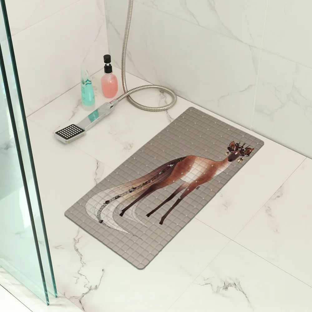 

Bathroom Mat Waterproof Shower Curtain Toilet Five-Piece Set PVC Non-Slip Door Mat Flannel Printing Carpet