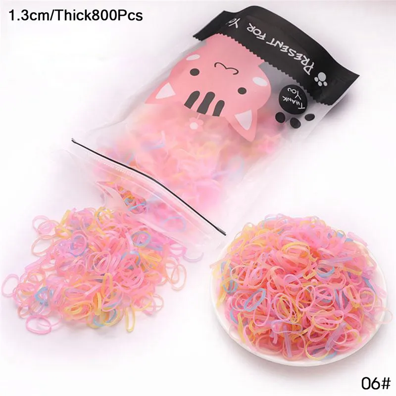 800pcs 18 200/1000 шт милые цветные кольца для девочек, Одноразовые эластичные резинки для волос, резинка для хвоста, резинки для волос, Детские аксессуары для волос - Цвет: 800pcs 18