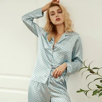 roseheart new blue womens sleep nightwear suits pajama sets sleepwear printed suits faux silk plus size nightgown 2 pieces