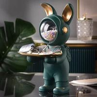 resin rabbit butler with key holder for living room animal figurine statue sculpture figure room d%c3%a9cor desk accessories