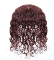 brown human hair toupee for women 1012cmmachine made silk base replacement curly with clips for less hair