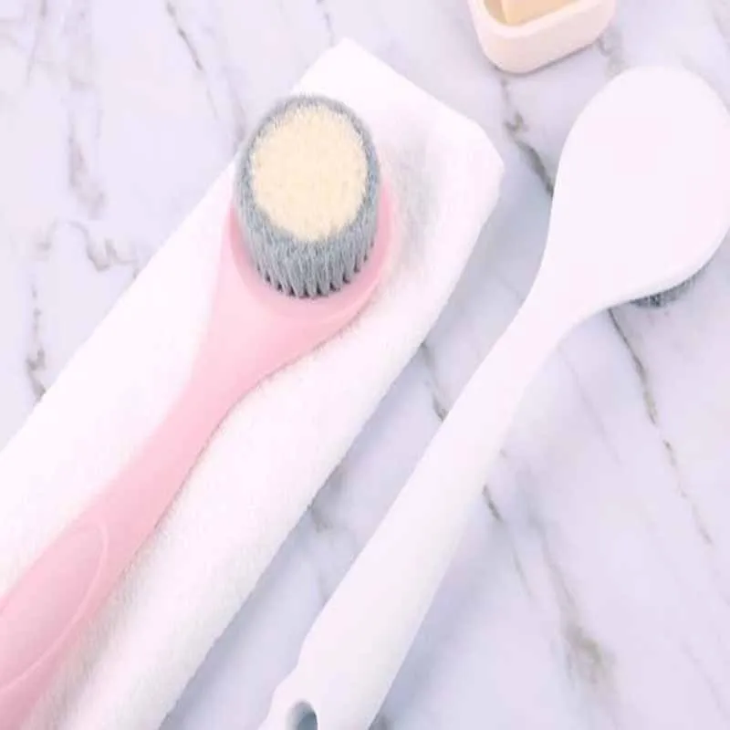 

Cartoon bear soft fur bath brush home creative plastic long handle shower brush
