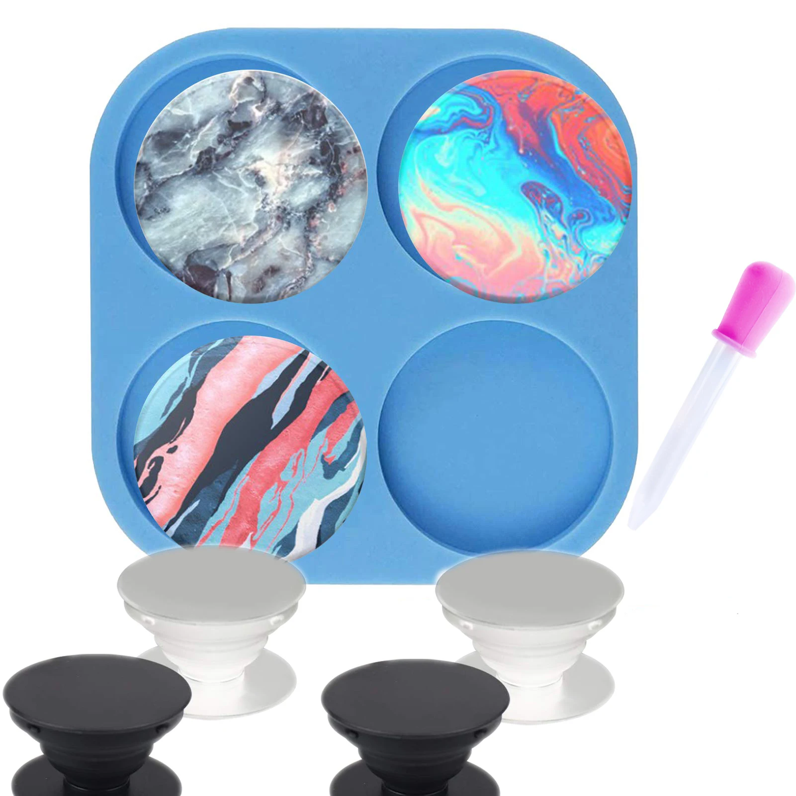 

4/6 Hole Mobile Phone Handle Round Circle Shape Silicone Mold For Diy Crafts Jewelry Badge Reel Making