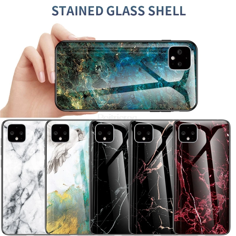 Роскошные Мрамор изумрудно-чехол из закаленного стекла для телефона Google Pixel 4 3 2 3A