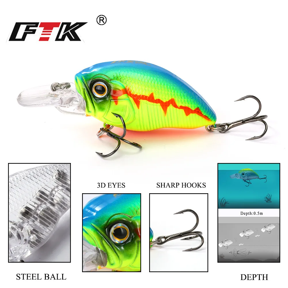 

1 PCS Minnow Fishs Lure Artificial Hard Bait 47mm 10g Wobbler Fish Tackle Sharp Treble Took Carbon Steel Class Strength