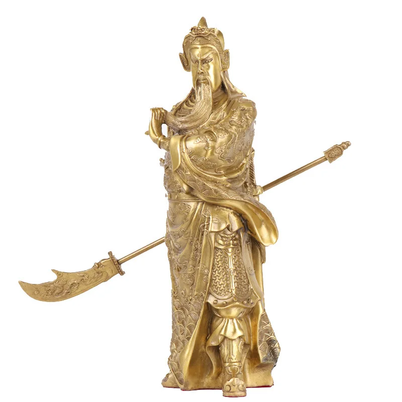 

LAOJUNLU Pure Copper Guan Gong Ornaments Hengdao Li Guan Yu Home Shop Decorations, 1 length 15 cm width 13 cm height 37 cm