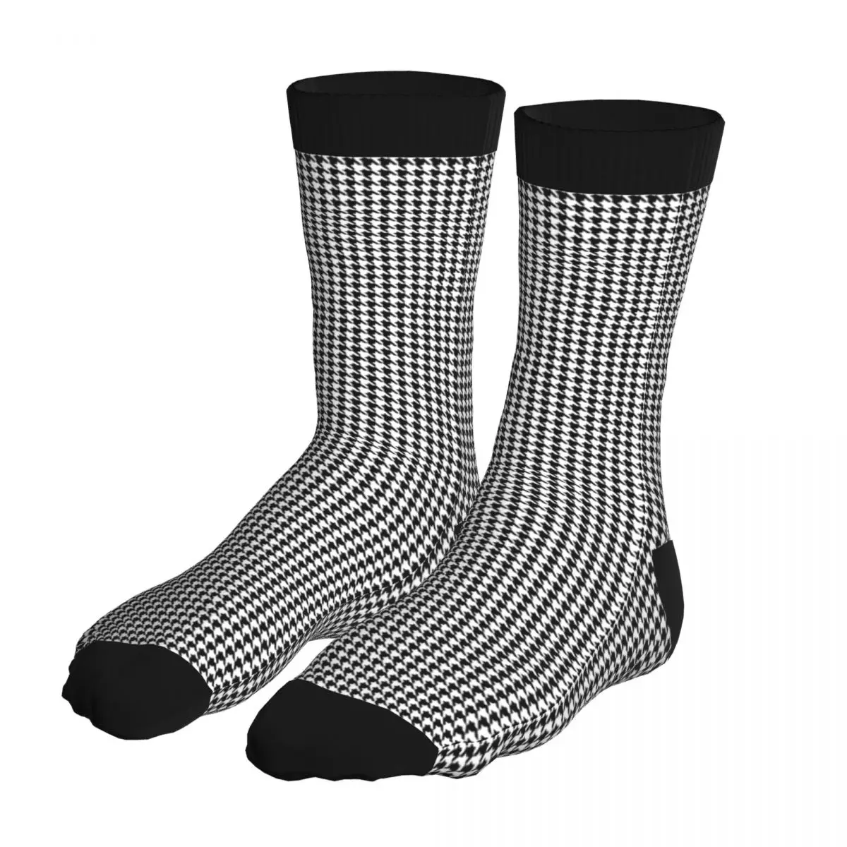 

Men Alabama Houndstooth Socks 5% Spandex Clothing Vintage Winter Black White Middle Tube Socks Birthday Gift Socks