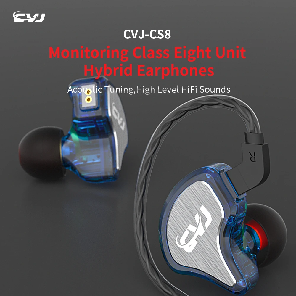 

CVJ CS8 3BA + 1DD HIFI Hybrid Driver High Resolution Monitoring Headset For DJ Motion Sound Quality Replaceable Cable CSA CSN SE