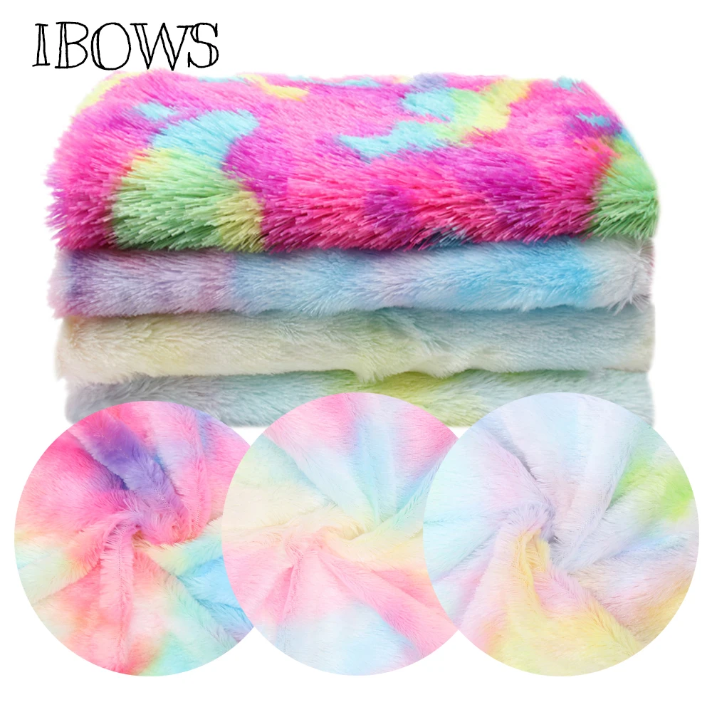 45*150 см зимняя плюшевая ткань радужная цветная теплая для DIY домашний текстиль