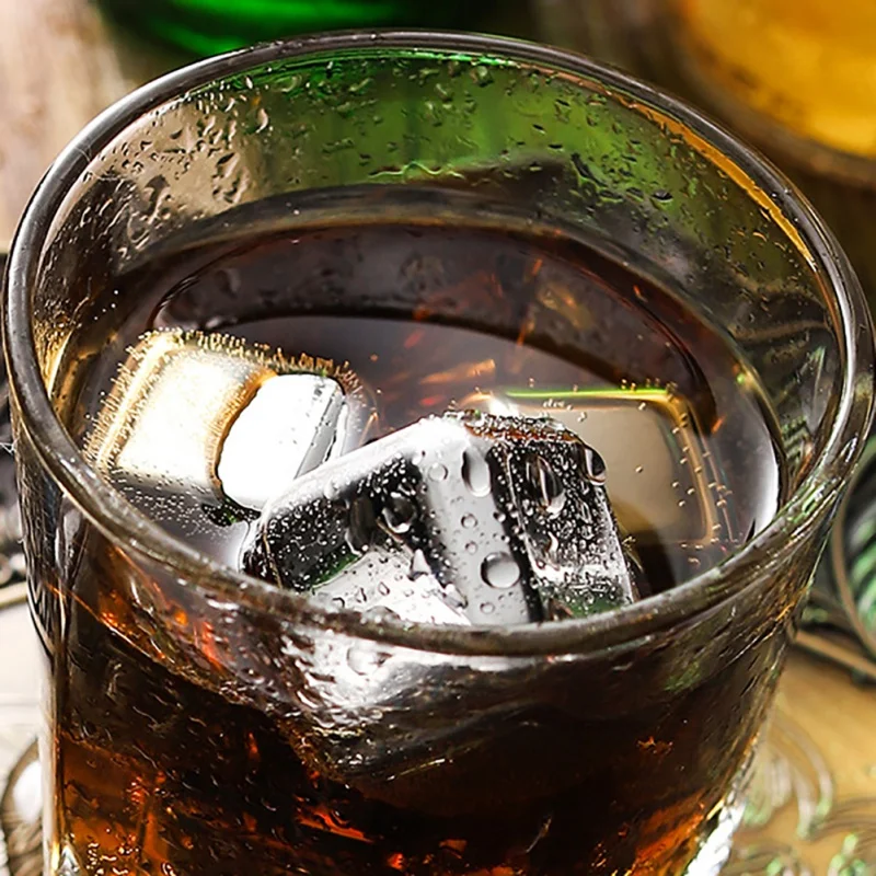

2.5*2.5cm 304 Stainless Steel Ice Cube Reusable Metal quick-frozen Ice Cubes Ice wine Stone