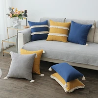 fashion throw pillow cover with tassel cotton linen pillowcase sofa cushion covers for living room car chair home decorations