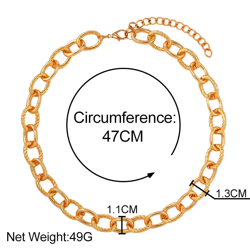 

Punk Chunky Metal Link Chain Necklaces For Women Vintage Exaggerated Clavicle Chain Necklaces Collar Hip Hop Rock Jewelry Party
