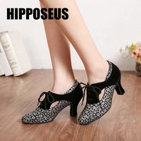hipposeus modern dance shoes for girls women ladies ballroom latin tango dancing shoes salsa practise shoe sandals dropshipping