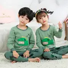 Пижамный комплект для мальчиков и девочек, хлопковый, на осеньзиму, с длинным рукавом, на возраст 2, 4, 6, 8, 10, 12 лет