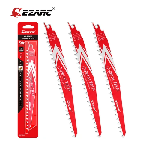 Ezarc 3pcs Carbure alternatif de la lame de scie à lame pour bois dur, R943Hm 9 pouces / 225 mm 3TPI, R1243Hm 12 pouces / 225 mm 3TPI