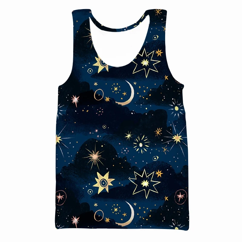 

Jumeast Men Women 3D Vest Oversized Female Streetwear Starry Sky Stars Moon Short Sleeve Sport Pullover Summer Tank Tops Tees