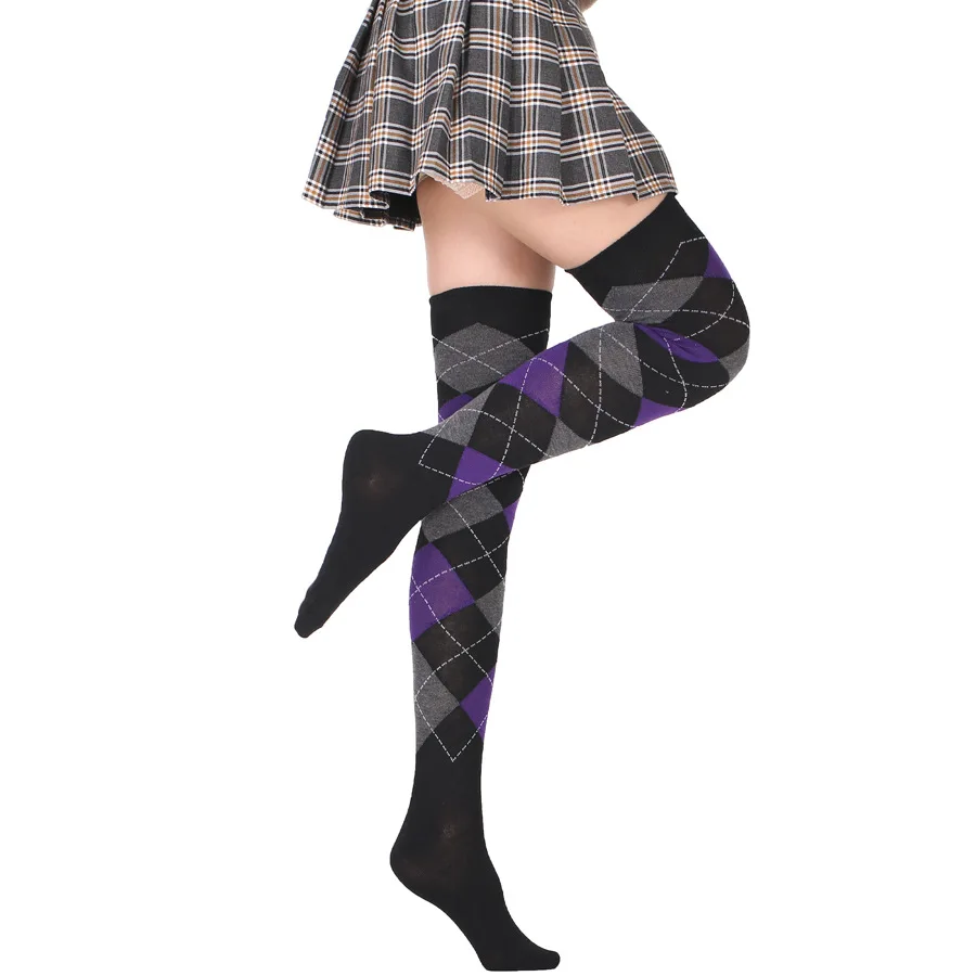 Цветные полосатые длинные носки выше колена косплей костюм на Хэллоуин вязаные