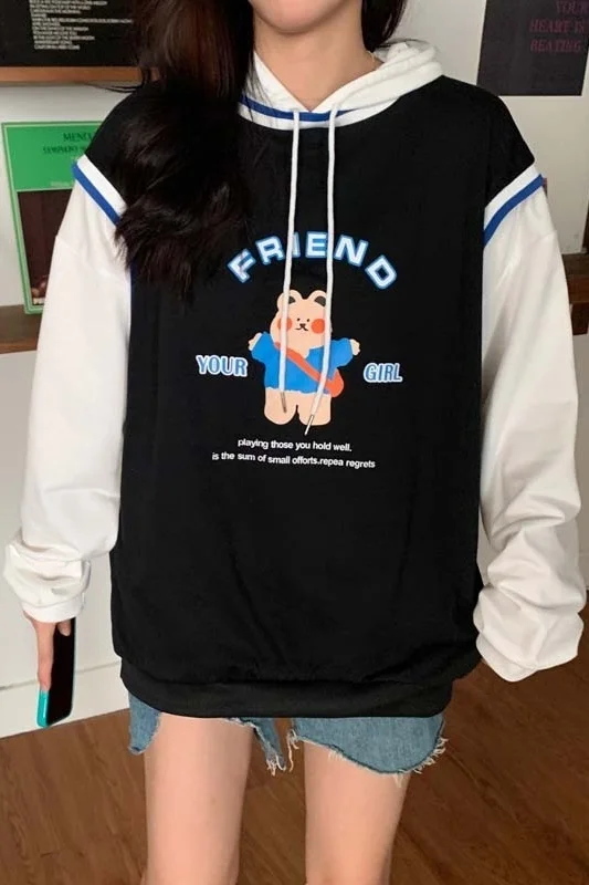 

Реальное фото осенней одежды в Корейском стиле подходящая ко всему сшивка поддельный медведь из двух частей