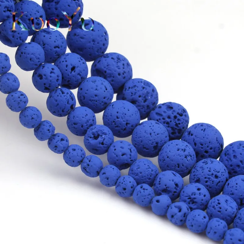 Royal Blue Lava Volcanic Rock Hematite Stone Rubber Beads Round Loose Bead For Jewelry Making Diy Wowen Charm Bracelets 6/8/10MM | Украшения