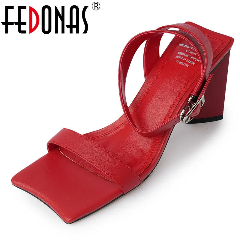 

FEDONAS Fashion Newest Women Sandals Summer Quality Genuine Leather High Heels Pumps For Women Party Wedding Dancing Shoes Woman