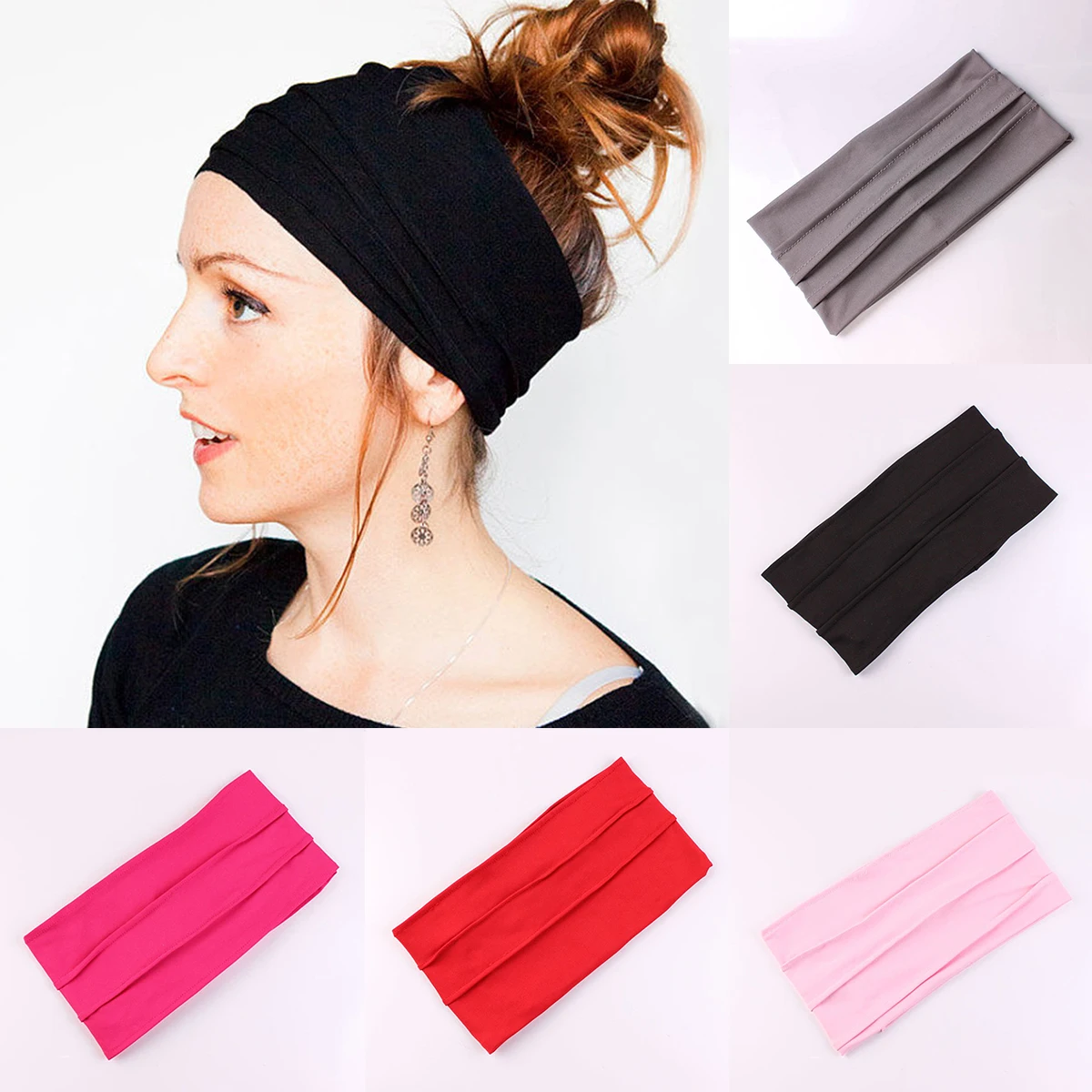 

New Women Soft Hairband Wide Elastic Stretch Running Yoga Turban Head Wrap Scarf Hair Accessories Autumn