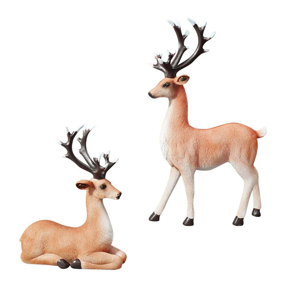 

1 Pair Resin Couple Elk Adornment Desktop Deer Crafts Household Decorations