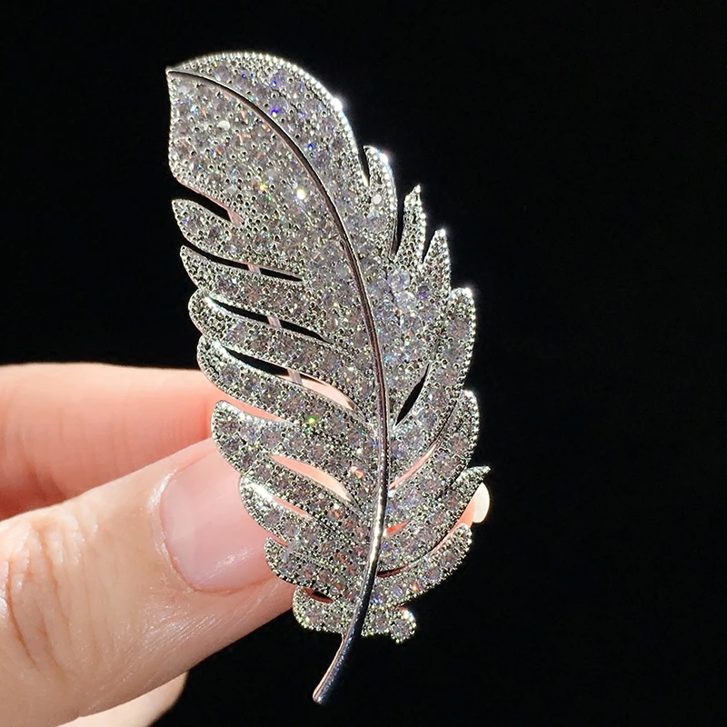 Модные булавки и броши в Корейском стиле с перьями павлина кристаллами для