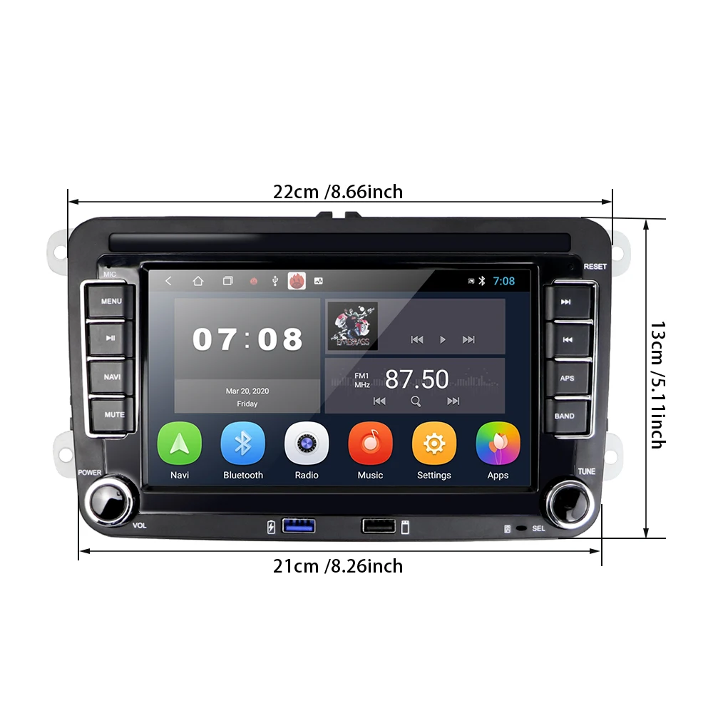 Автомагнитола Podofo 2 din Android 10 0 для Golf/Polo/Tiguan/Passat/b7/b6/SEAT/leon/Skoda/Octavia автомобильный