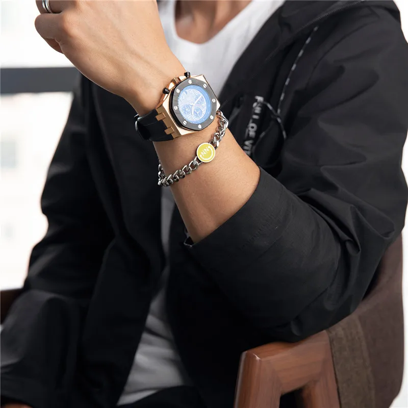 Новый набор из 3 штук браслетов с улыбающимися лицами для мужчин из титановой стали с кубинской звеньевой цепочкой, модные браслеты аксессуары хип-хопа.