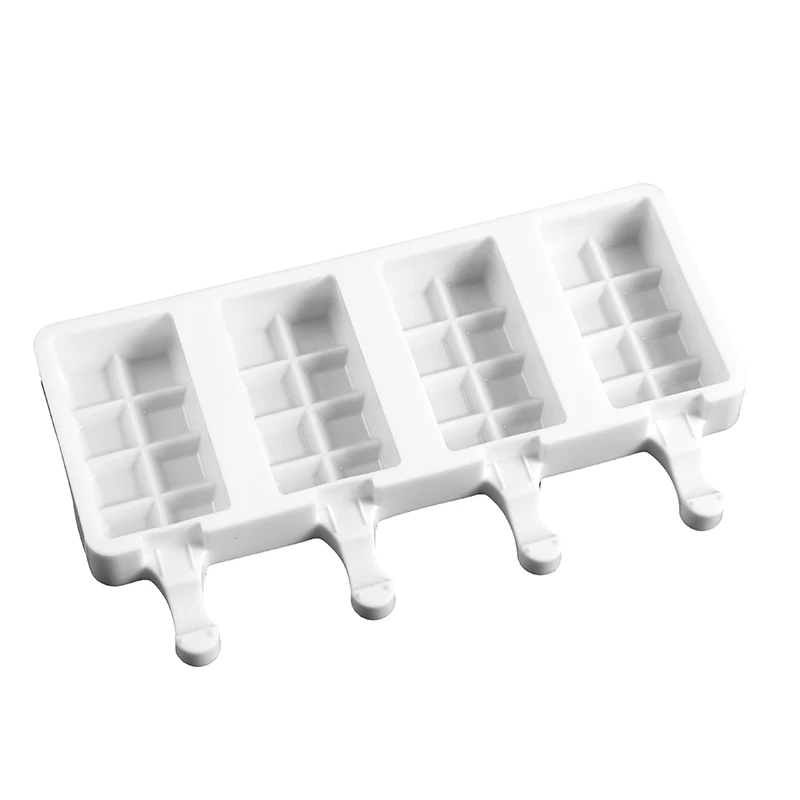 

Silicone Ice Cream Molds 4 Cell Ice Cube Tray Food Safe Popsicle Maker DIY Homemade Freezer Ice Lolly Mould Home Kitchen