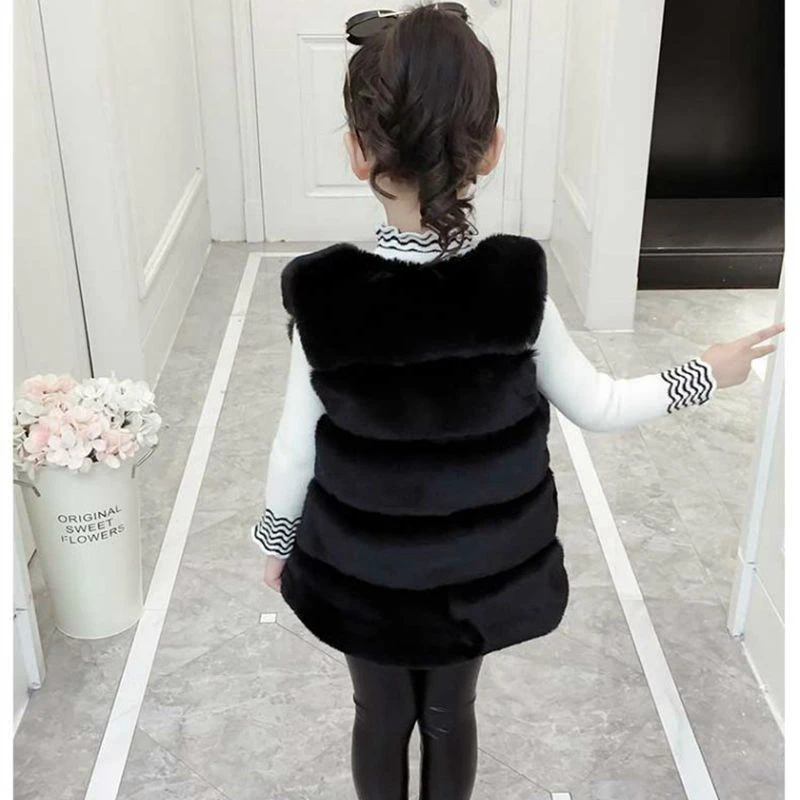 Меховой жилет для девочек зимняя безрукавка из искусственного меха куртка без