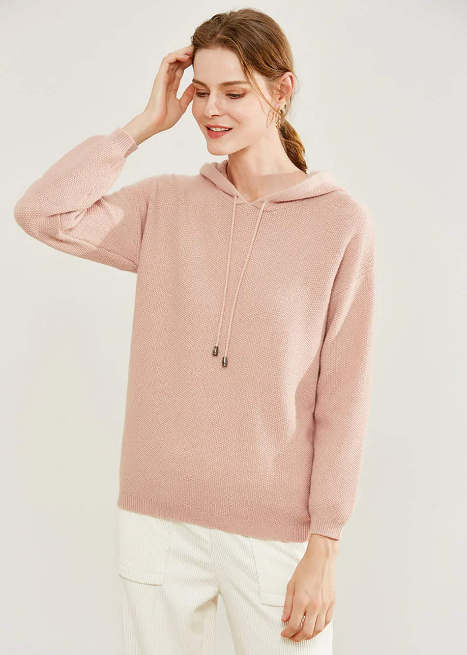 YJMY Inner Mongolian Cashmere Sweater Women Strap Dropped Shoulder Ribbed Cuffs Hem Knit Spring Autumn in Slava Store - Цвет: Pink