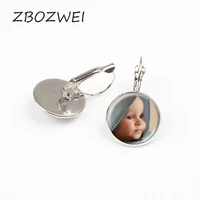 zbozwei custom personalizedsphoto baby mum of the child grandpa parent loving gift for a member of the gift family glass earring
