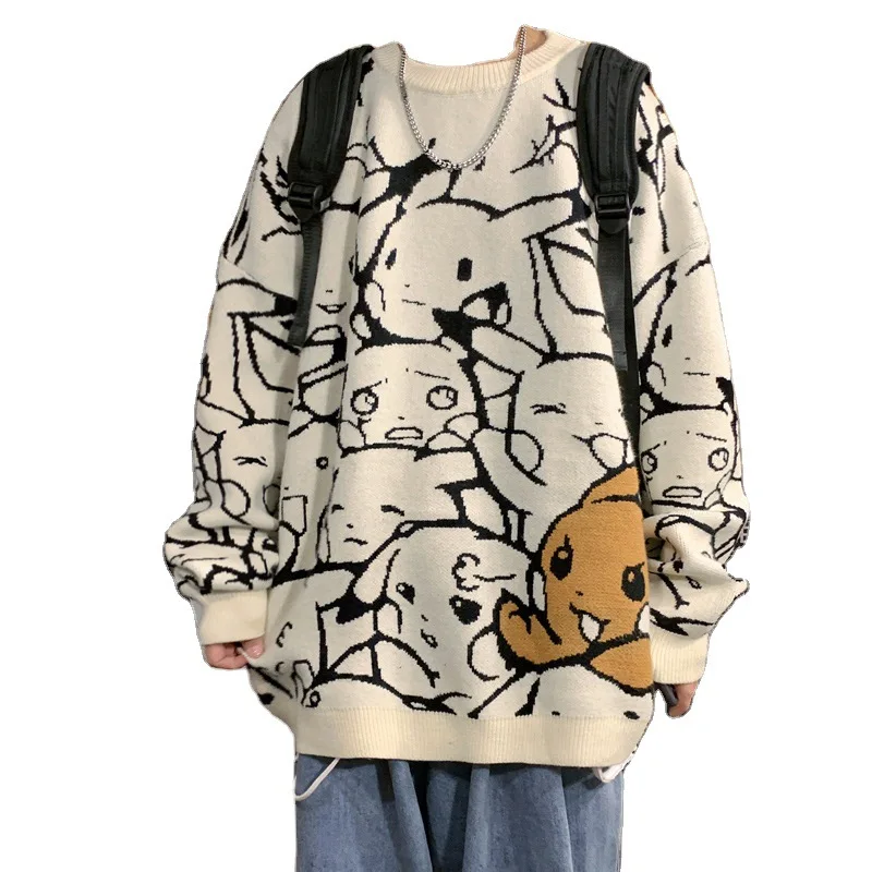 

Cartoon Sweater Men's Loose Hong Kong Style Easy Matching Coat 2021 Korean Style Trendy Sweater
