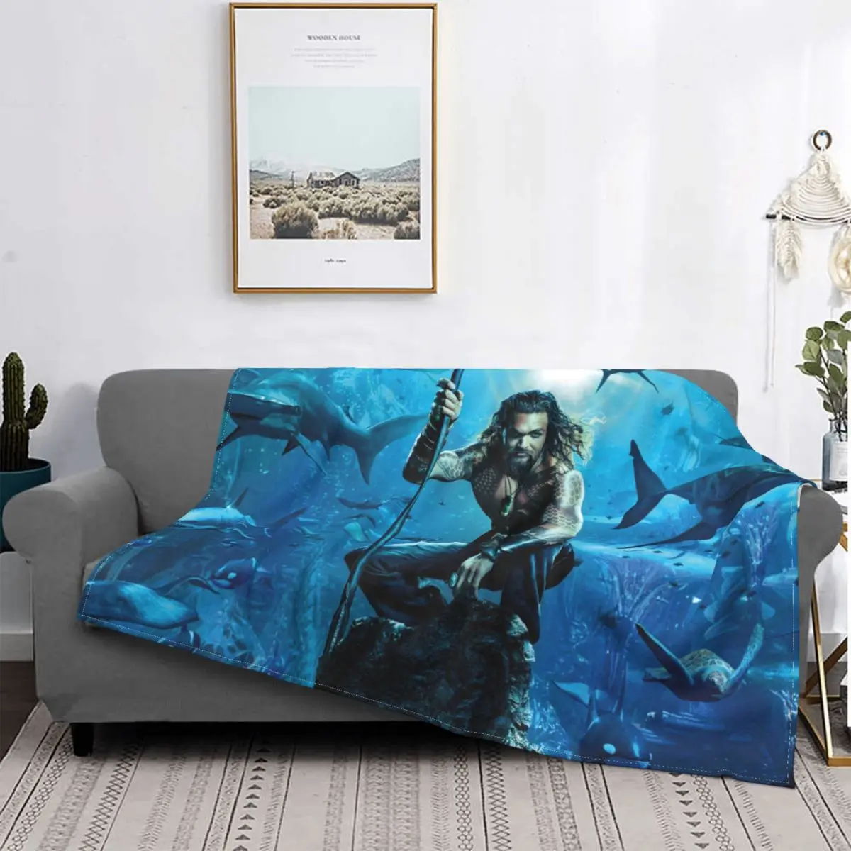 

Mantas de franela de felpa para decoración del hogar, póster de película interior, manta de Aquaman, regalos de amor