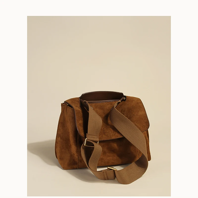 

PU Leather Flap Crossbody Bags For Women Vintage Big Capacity Shoulder Bag Wide Strap Luxury Handbags Women Bags Designer