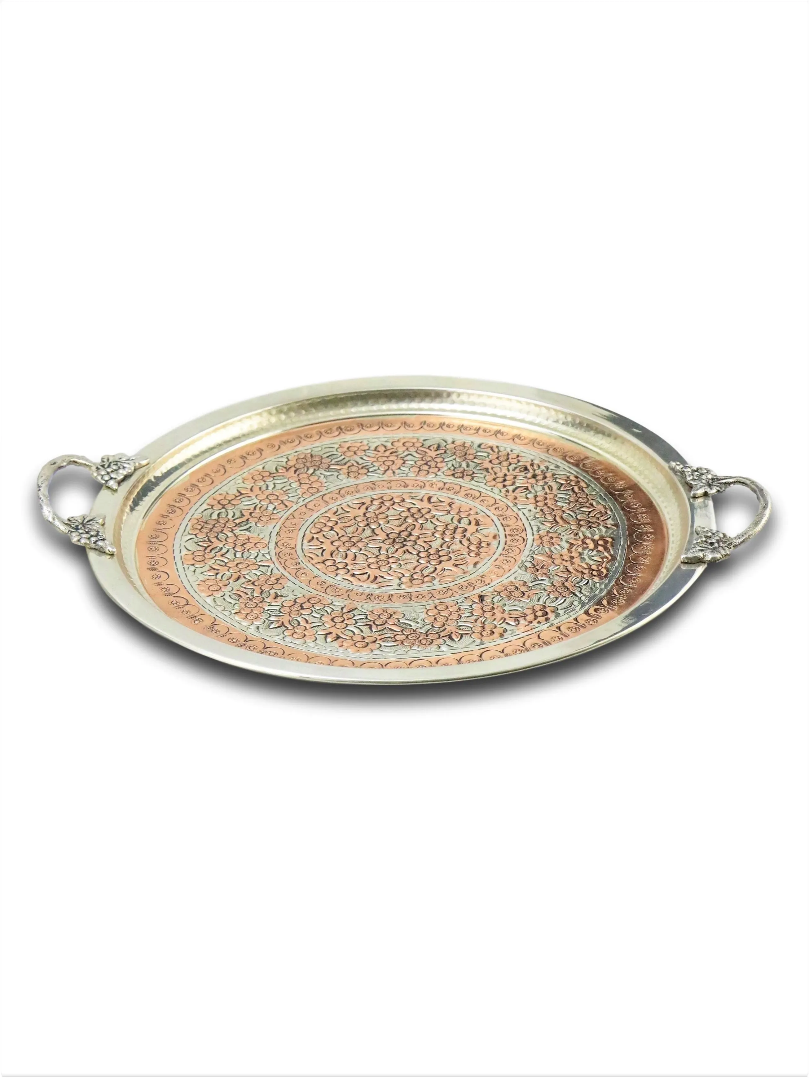 

Morya Copper Tea Coffee Sugar Bowl Serving Tray Decorative Pan Plate Dessert Dinner Elegant Tableware Set Table Luxory 36 cm