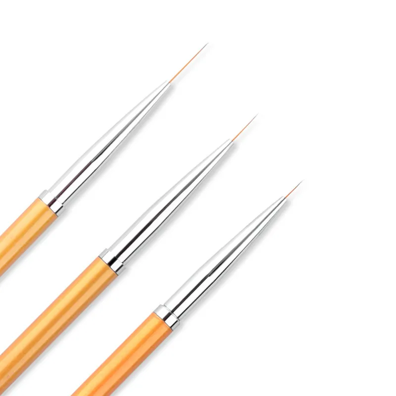 

3pcs Golden Metal Handle Nail Oil Painting Line Golden Pen Holder Painting Pen UV Salon DIY Design Nail Skills Decoration Tool