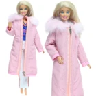 2 шт.лот высококачественное длинное пальто, хлопковое платье, юбка, зимняя куртка, блузка, брюки, Теплая Одежда для куклы Барби 16, аксессуары